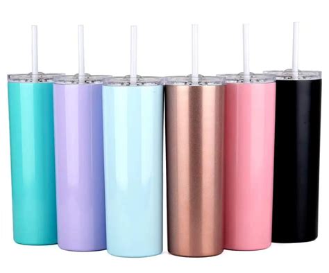 Oz Slim Tumblers With Lids And Straws Stainless Steel Double Vacuum