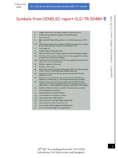 Symbols From Cenelec Report Cletr 50480 Iet Electrical