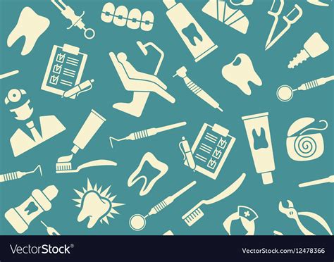 Seamless Pattern On The Theme Of Dentistry Vector Image