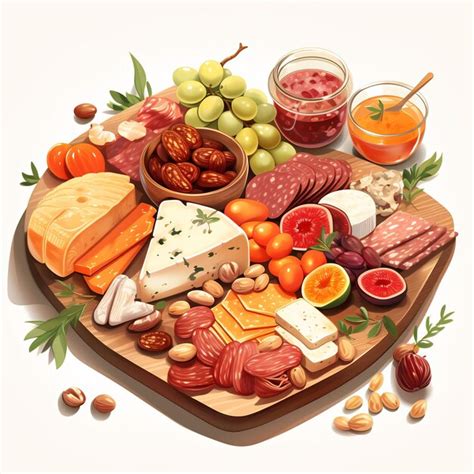 Premium AI Image | a tray of food including cheese meat cheese and nuts