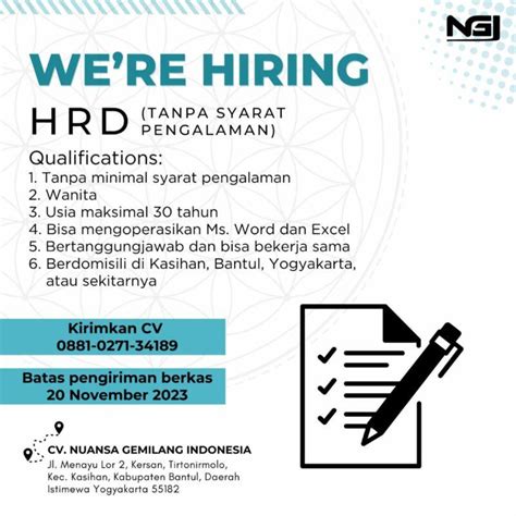 Lowongan Kerja HRD Di CV Nuansa Gemilang Indonesia Nifira Garment