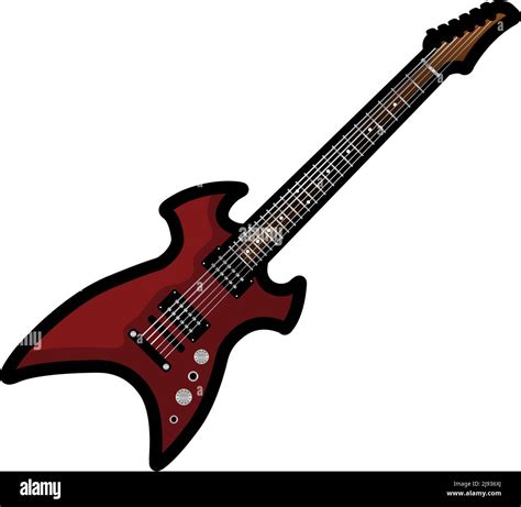 Electric Guitar Icon Editable Bold Outline With Color Fill Design