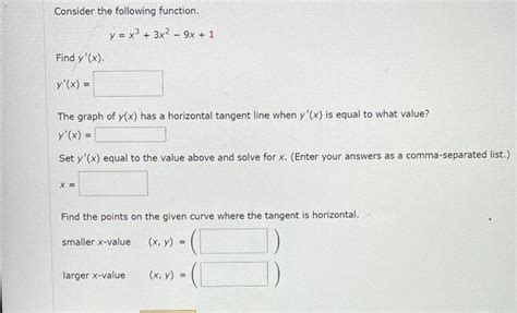 Solved Consider The Following Function Y X3 3x2 9x