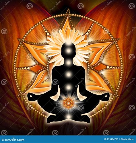 Sacral Chakra Meditation In Yoga Lotus Pose In Front Of Svadhisthana