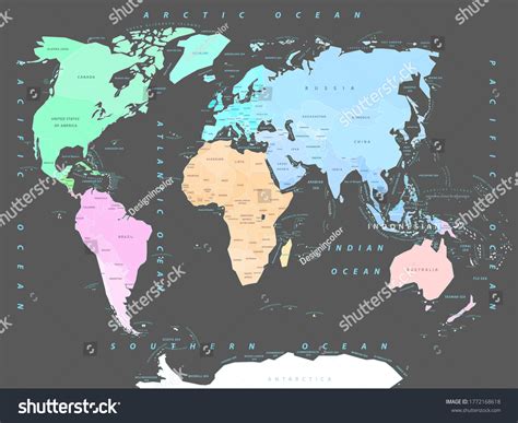 Mapa Mundial Con Nombres De Países Vector De Stock Libre De Regalías