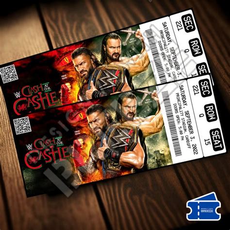 Printable Wwe Ticket Etsy