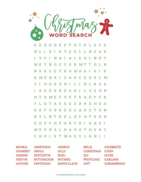 Word Search Printable Christmas