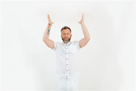 Premium Photo Portrait Of Confident Middleaged Bearded Man Standing