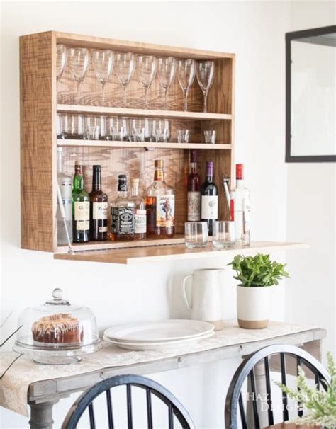 How to make a DIY Wall-Mounted Bar Cabinet - Hazel + Gold Designs