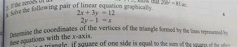 Solve The Following Pair Of Linear Equations Graphically X 3y 6 2x