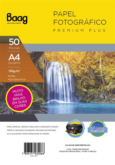 PAPEL FOTOGRÁFICO PREMIUM 135G PACOTE C 50 FOLHAS Baag Produtos de