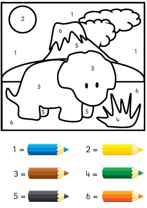 Dibujos de Triceratops Colorear por Número para Colorear para Colorear