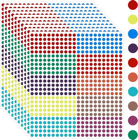 Prasacco 5500 Stück Runde Punktaufkleber Farbige Punkte Aufkleber 6 mm