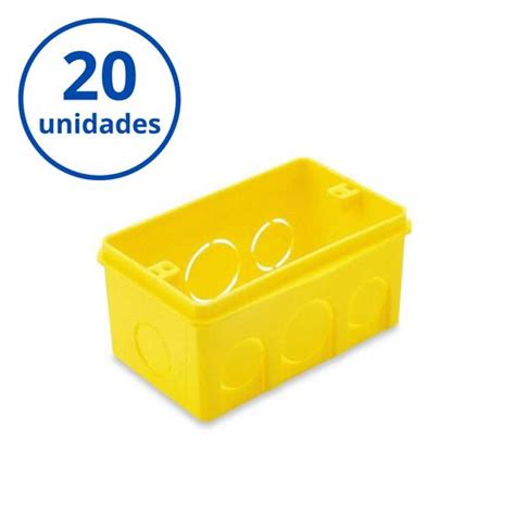 Caixa De Luz PVC Tramontina 4X2 Amarela Kit 20 Unidades Caixa De