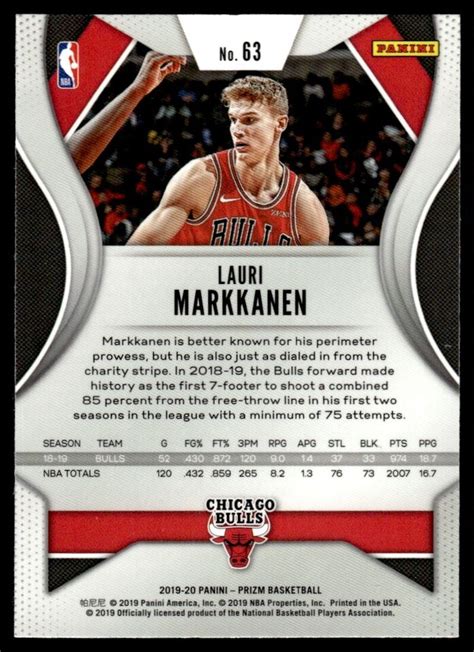 Panini Prizm Lauri Markkanen Chicago Bulls Ebay