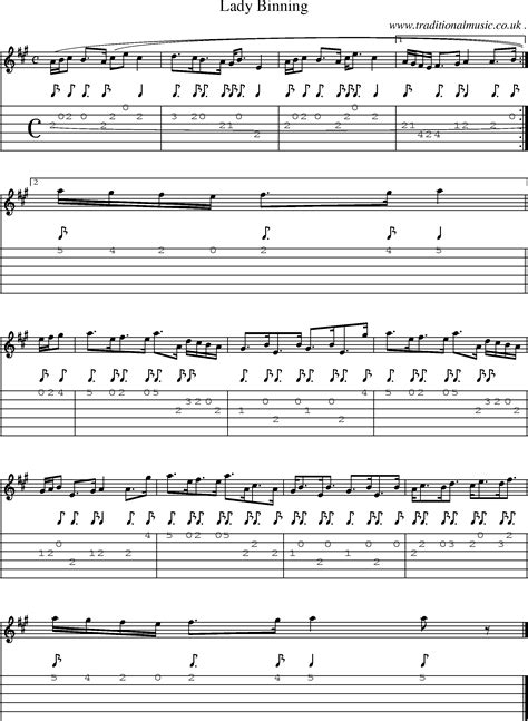 Scottish Tune Sheetmusic Midi Mp3 Guitar Chords Tabs Lady Binning