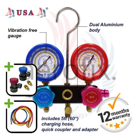 Usa Air Cond Dual Brass Aluminium Manifold Gauge Lx R R R A