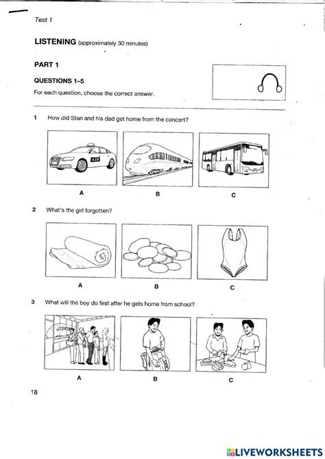 A2 Test1 Listening Online Exercise For Live Worksheets