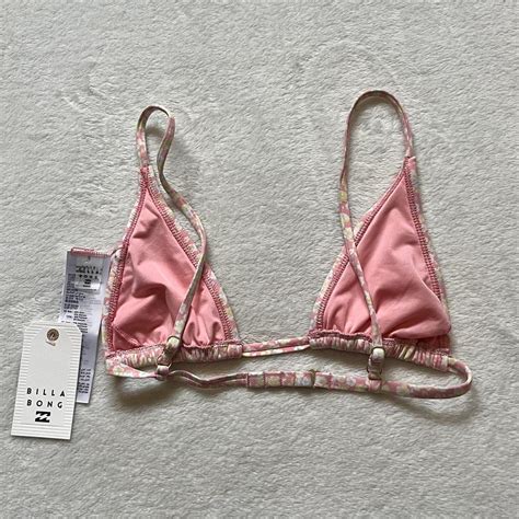 Billabong Pink Floral Bikini Top Size Medium Depop
