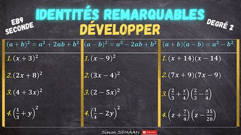 D Velopper En Utilisant Les Identit S Remarquables De Degr