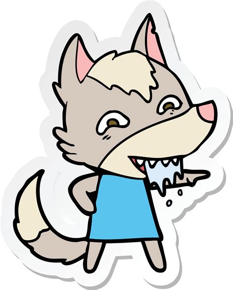 Sticker Of A Cartoon Hungry Wolf Vector Art At Vecteezy