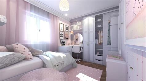 Premium Photo | Teen girls room ikea area 14m2 bed desk and large ...