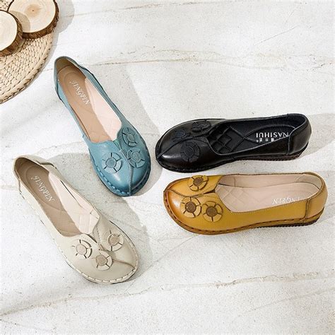 Genuine Leather Flats Women Wide Shoes Soft Pregnant Loafers Cilool