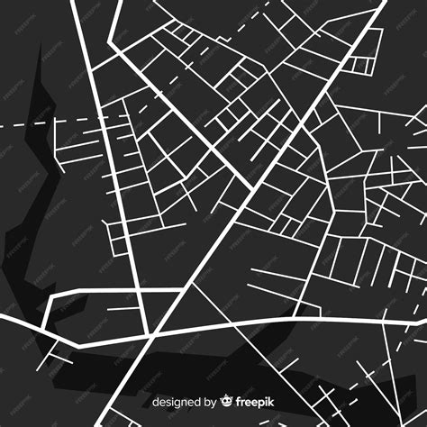 carte de la ville en noir  blanc avec itineraire vecteur gratuite