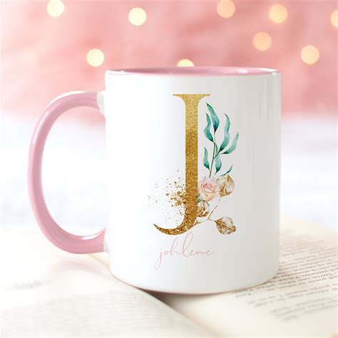 Personalized Monogram Mug Custom Floral Initial Mug Junior - Etsy