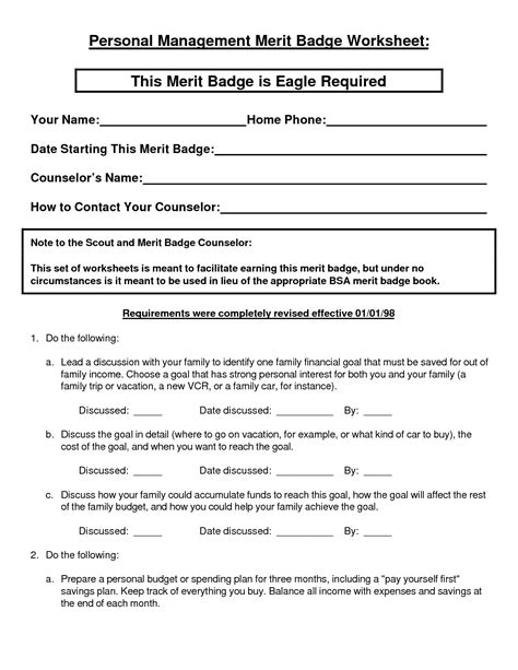 Citizenship In Society Merit Badge Worksheet