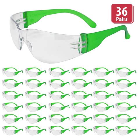 Safe Handler Green Crystal Clear Lens Color Temple Safety Glasses 36 Pairs Blsh Escr Cllct