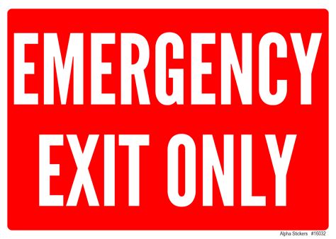 Emergency Exit Only SignVinyl Sticker Size 7"W x 5"H - Set of 3pcs ...