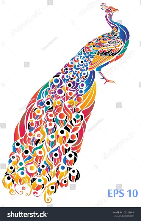 Decorative Colorful Peacock Stock Vector Illustration 103383869