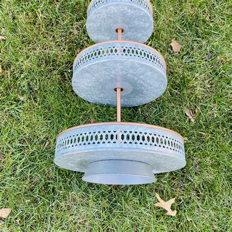 3 Tiered Farmhouse Galvanized Metal Server Tray With Gold Handle 5 Something Borrowed Kc