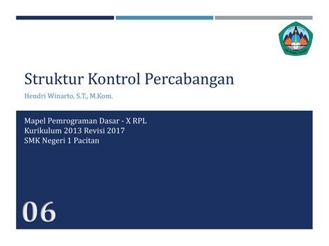 Materi Pemrograman Dasar Struktur Kontrol Percabangan PPT