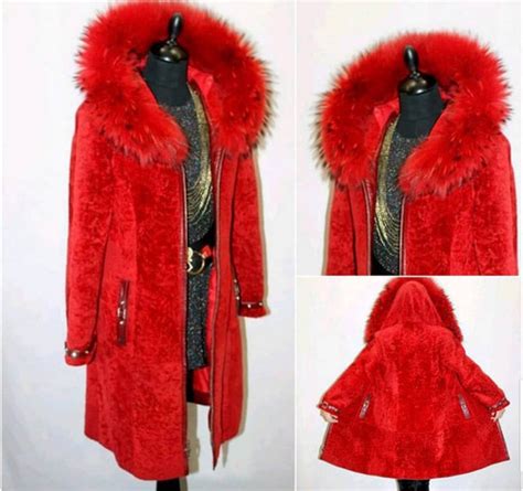 Red Lamb And Fox Fur Ladies Vintage Coat Uk Size 8 The Vintage Hq