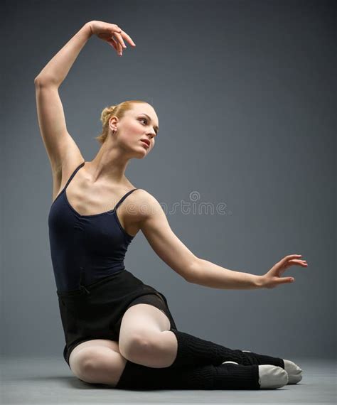 Dancing On The Floor Ballerina With Her Hand Up Stock Image Image