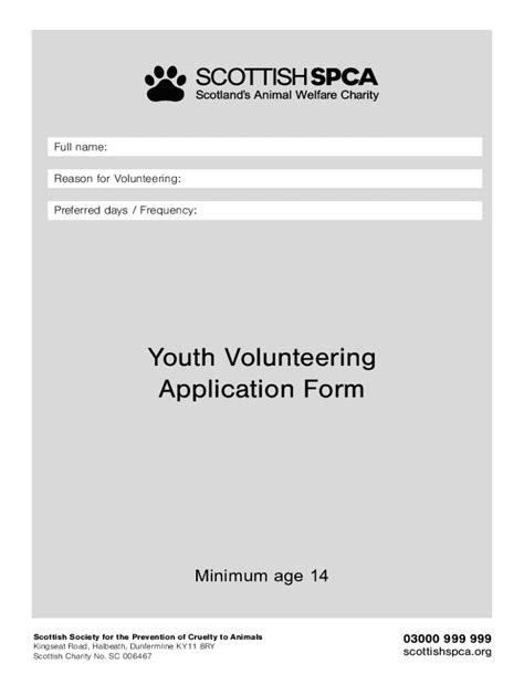 Fillable Online Youth Volunteering Application Form Fax Email Print