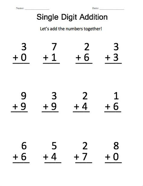 Single Digit Addition With Pictures