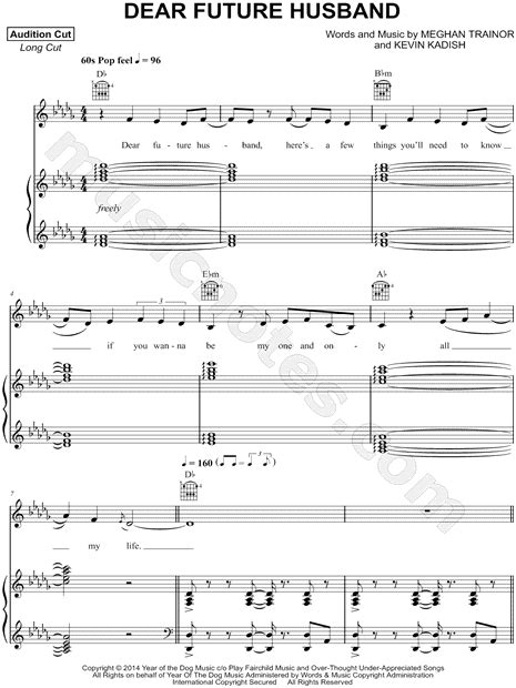 Meghan Trainor Dear Future Husband Sheet Music In Db Major