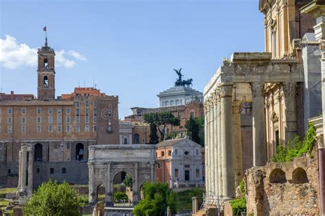 Scenic View Over The Ruins Of The Roman Forum In Rome Editorial Stock