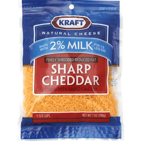 Kraft Natural Finely Shredded Cheese Cheddar Sharp Reduced Fat Packaged Riesbeck