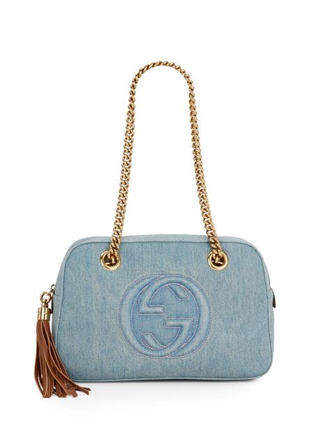 Gucci Soho Denim Shoulder Bag In Blue Lyst