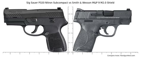 Sig Sauer P320 Nitron Subcompact Vs Smith And Wesson Mandp 9 M2 0 Shield Size Comparison Handgun Hero