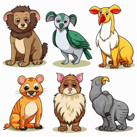 Six Different Kinds Of Animals Illustration Premium Ai Generated Vector