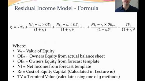 Lecture 9b Valuation 2 Residual Income Model Youtube