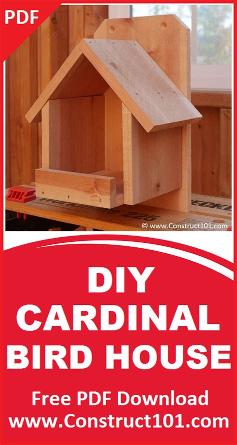 Cardinal Nesting Shelter Bird House Plans Pdf Download Construct101 In 2020 Bird House