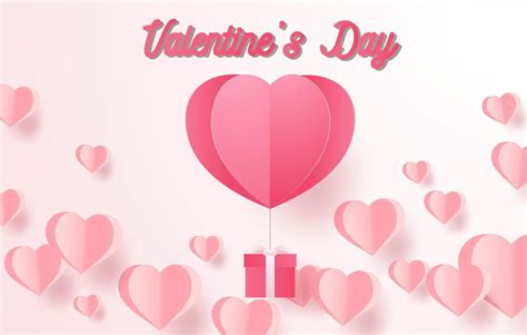A Heart Shape Paper Art Style Valentine Day Origami Made Hot Air Balloon Vector Art