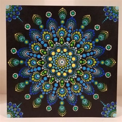 Dot Mandala Peacock Acrylic On 12x12x1 5 Cradled Board Mandalas Painting Mandalas Drawing