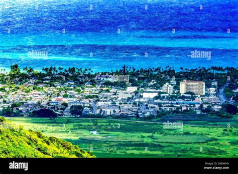 Colorful Kailua City Nuuanu Pali Outlook Green Koolau Mountain Range Oahu Hawaii Built 1958 Site ...